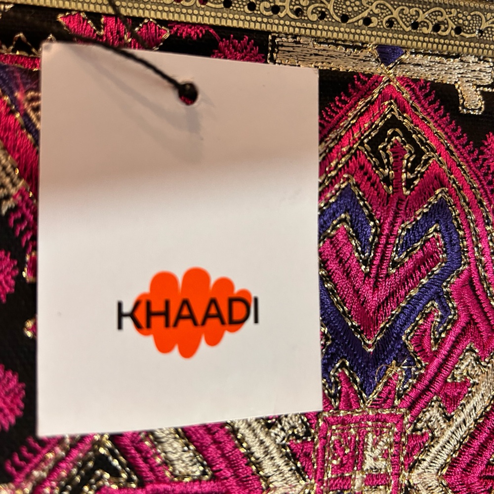 Black and Pink Embroidered Women's Bag from the Middle East.  Vibrant colors. - Picture 2 of 5